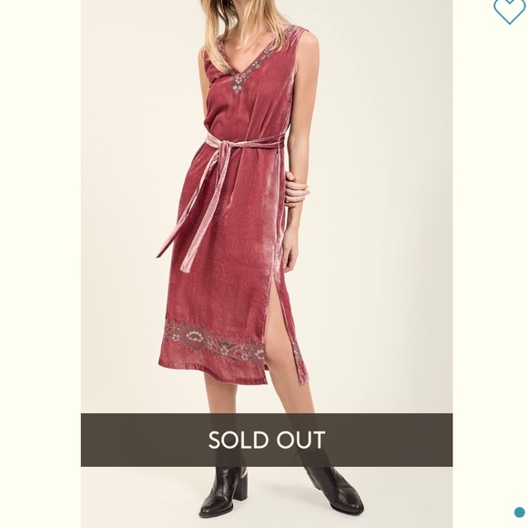 NWT J.O.A. Embroidered Velvet Midi Dress - Picture 4 of 14